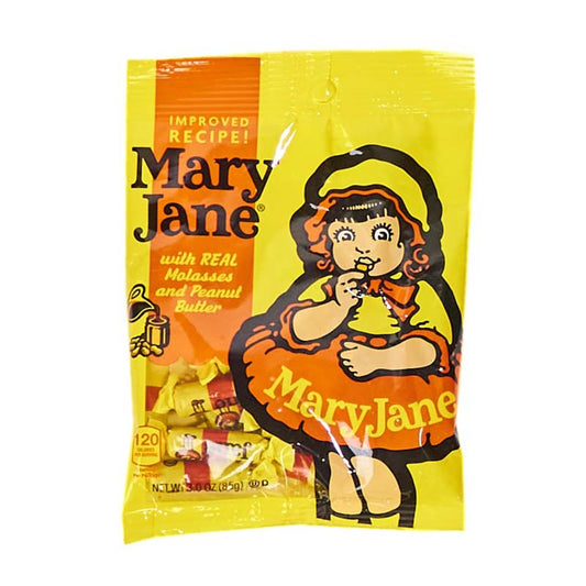 Mary Jane Retro Candy maintains the nostalgic flavor profile of peanuts and molasses in easy-to-open twist-wrap packaging 3.0oz