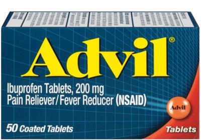 Advil Pain Reliever and Fever Reducer, Ibuprofen 200Mg for Pain Relief -50 Coated Caplets 
