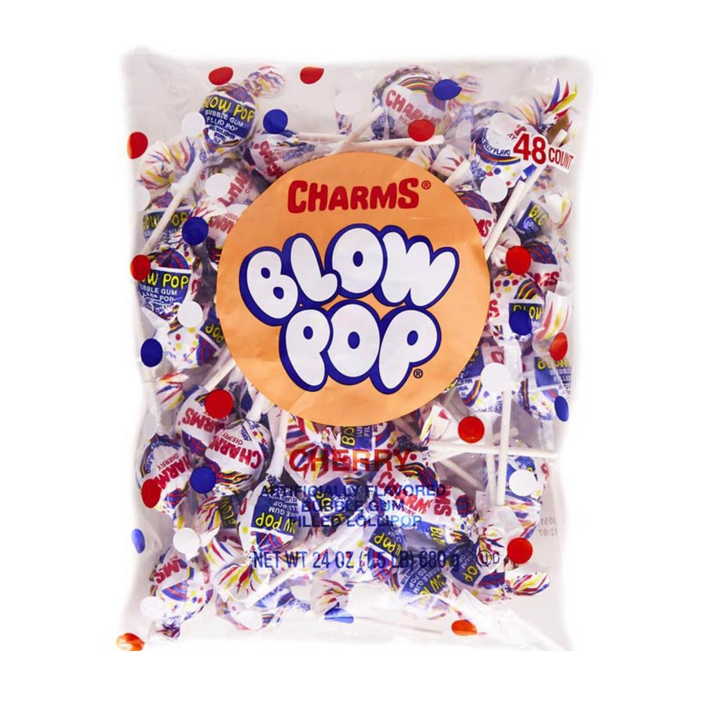 Charms Blow Pop Assortment Bubble Gum Filled Pops Paletas de chicle de cherry 48CT