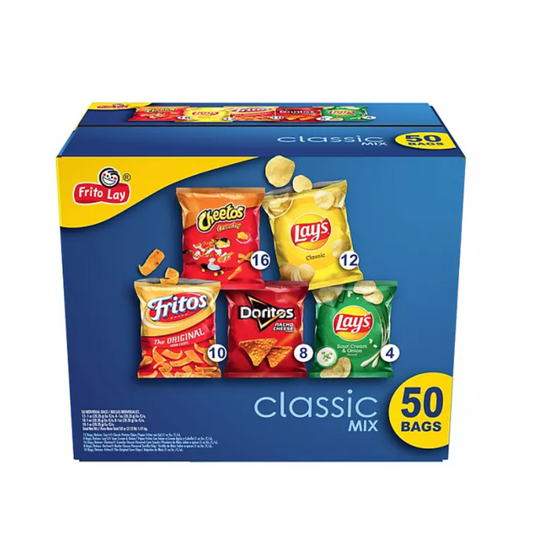 Frito-Lay Classic Mix Variety Pack Lay's Classic, Doritos, Cheetos, Fritos and Lay's Sour Cream &amp; Onion (50 pk.)