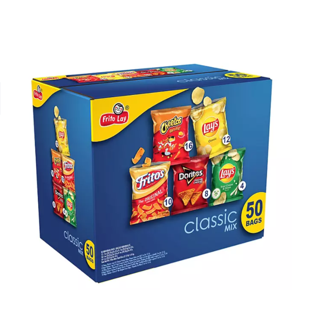Frito-Lay Classic Mix Variety Pack  Lay’s Classic, Doritos, Cheetos, Fritos and Lay's Sour Cream & Onion  (50 pk.)