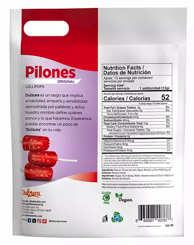 Dulzura Pilones Original Lollipops, 12.83 oz.