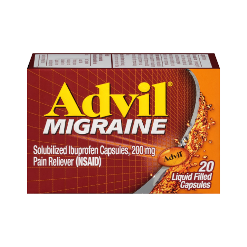 Advil Migraine Headache Relief, Ibuprofen 200Mg for Migraine Relief and Nausea Relief - 20 Liquid Filled Capsules